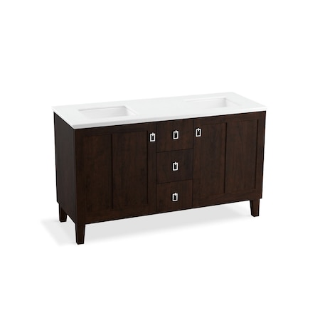 Kohler Poplin 60" Bathroom Vanity Cabinet With Legs, 2 Doors And 3 Drawers 99537-LG-1WB